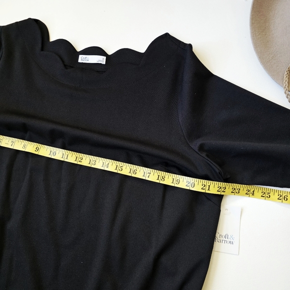 Croft & Barrow Scallop Neck Midi Shift Dress Black 0X Plus NWT Short Sleeve - Picture 13 of 14
